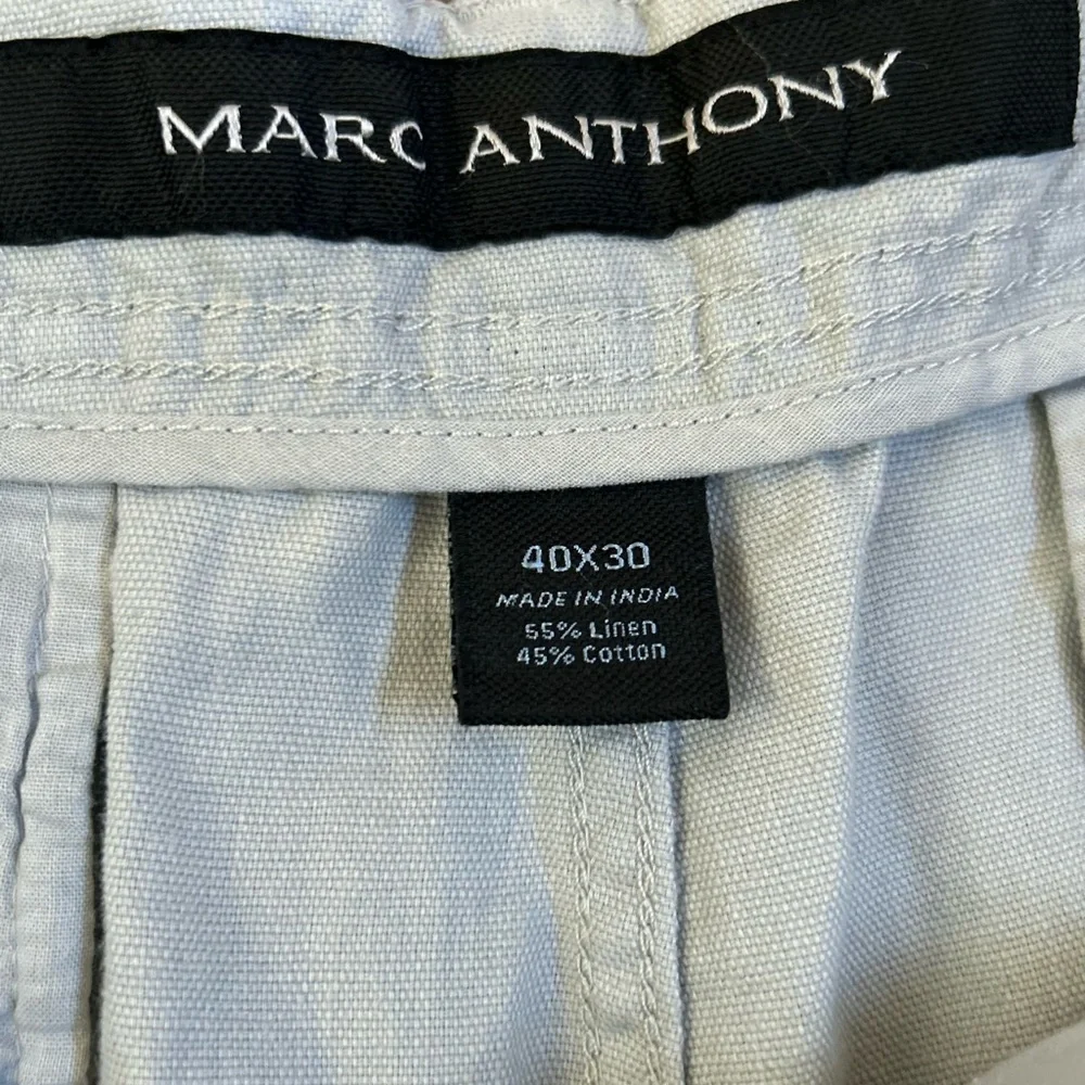 NEW Marc Anthony Linen Blend Slim Gray Pants Drawstring Men's 40x30 Dadcore